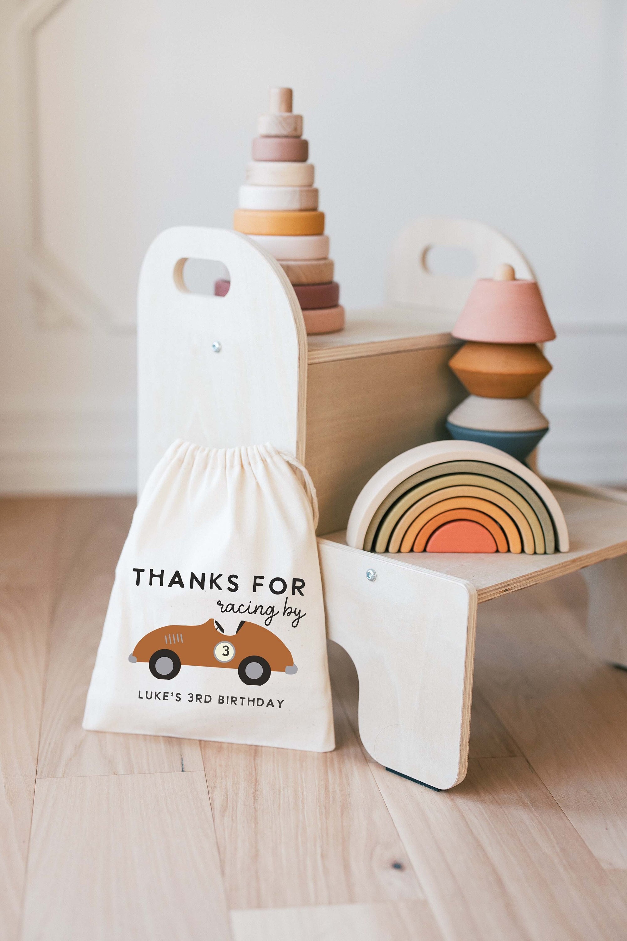 Race Car Birthday Bag - Kids Birthday Favors -Customized Goodie Bag -Custom Name -Childrens Name Bag -Kids Party Favor - Racing BY Birthday