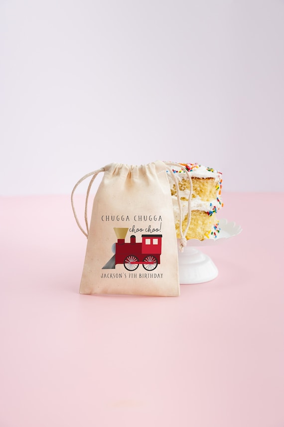 Train Birthday Bag - Kids Birthday Favors -Customized Goodie Bag -Custom Name -Childrens Name Bag -Kids Party Favor -Chugga Chugga Choo Choo