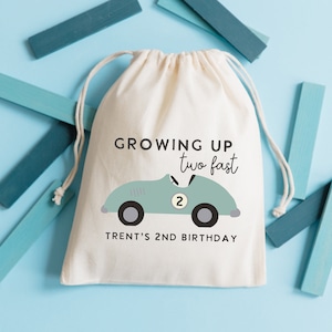 Race Car Birthday Bag - Kids Birthday Favors -Customized Goodie Bag -Custom Name -Childrens Name Bag -Kids Party Favor - Two Fast Birthday