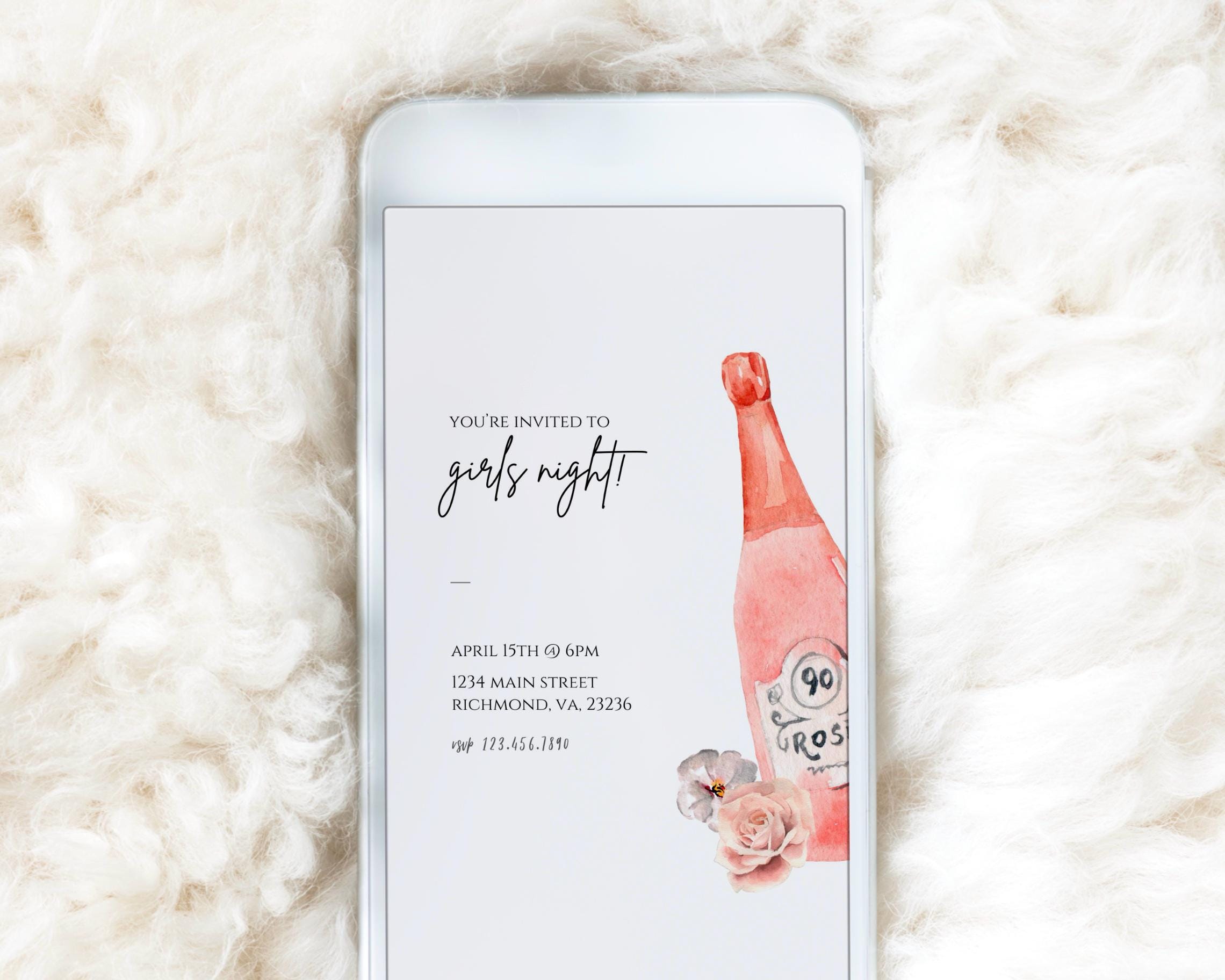 Minimalist Girls Night Invitation Editable Galentine's Evite Canva ...