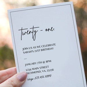 Minimalist Birthday Invitation Editable Digital Evite Simple Design Canva Template for Modern Birthday Party Instant Download