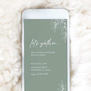 Digital Outdoor Gathering Invite Cookout Picnic Party Potluck Evite Minimalist Outdoor Event Electronic Invite Editable Spring Summer