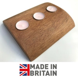 Home Decor 3 Tea Light Candle Holder Natural Rustic Hardwood Display Gift Set