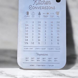 Laser Engraved Stainless Steel Kitchen Conversion Chart