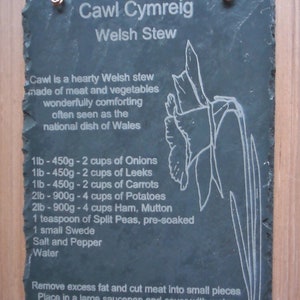 Traditional Welsh Recipe Cawl Stew Grey Slate Kitchen Sign/Wall Plaque/ wall hanging/ home decor/ recipe board