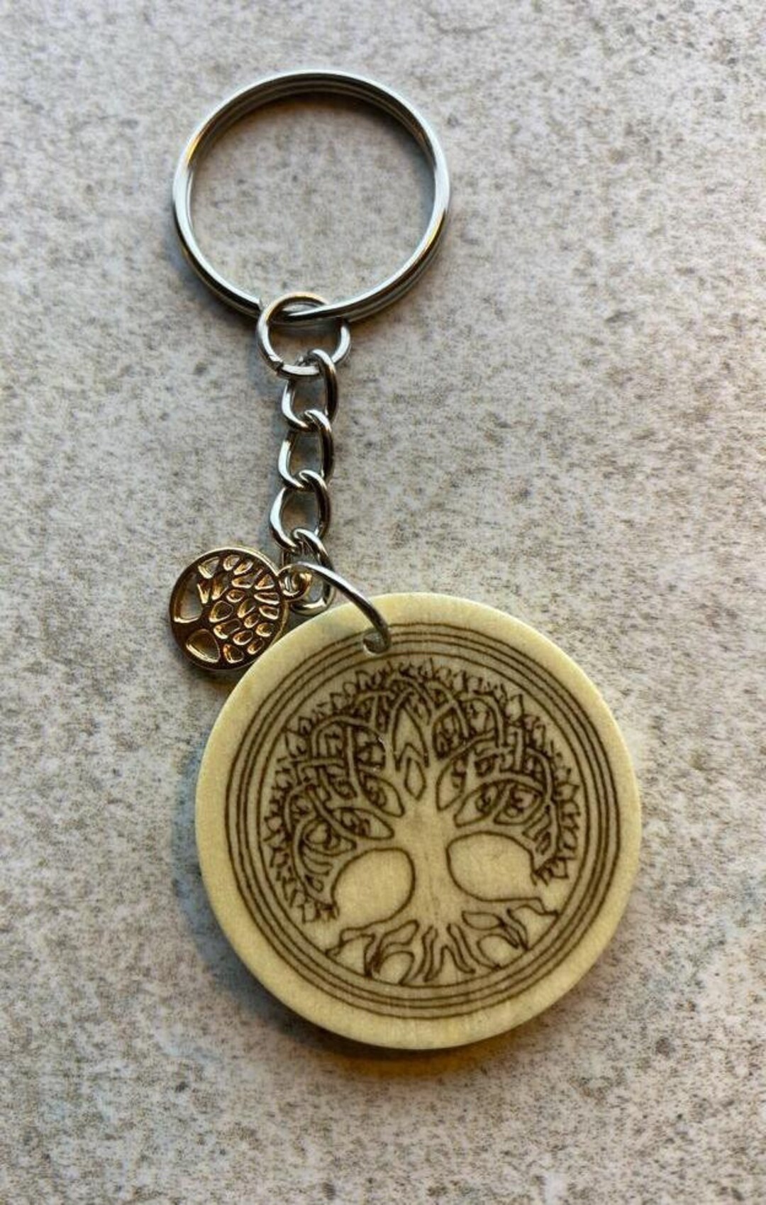 Beech Wooden Keyring Keychain With Celtic Tree of Life Design - Hand ...