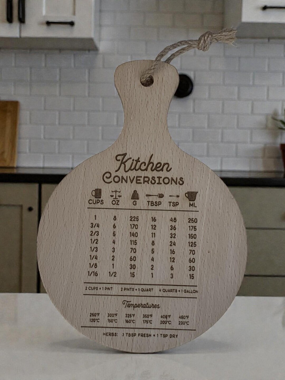 Kitchen Circle Conversion Chart Kitchen Conversion Chart Laser Engraved Round Beech Wood Mini Pizza ...