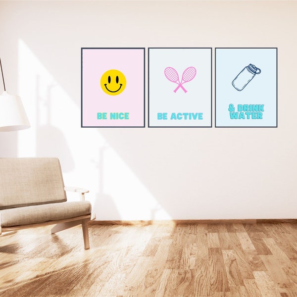 Set of 3 Preppy Wall Art Prints digital download