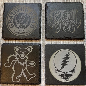 Grateful Dead - Rock Band - Set of 4, SLATE COASTERS - SQUARE   Jerry Garcia, Bob Weir,  Deadheads - Sealed or Natural