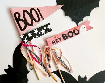 Printable Halloween Pennant Flags | Kids Boo Basket Flag | Halloween Trick or Treat Prints