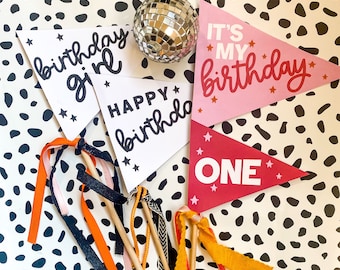 Birthday Printable Kids Pennant Flags | Kids Basket Decor Flag | Happy Birthday Prints