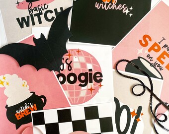 Printable Halloween Art Print Bundle | Girls Basic Witch Prints | Halloween Trick or Treat Prints