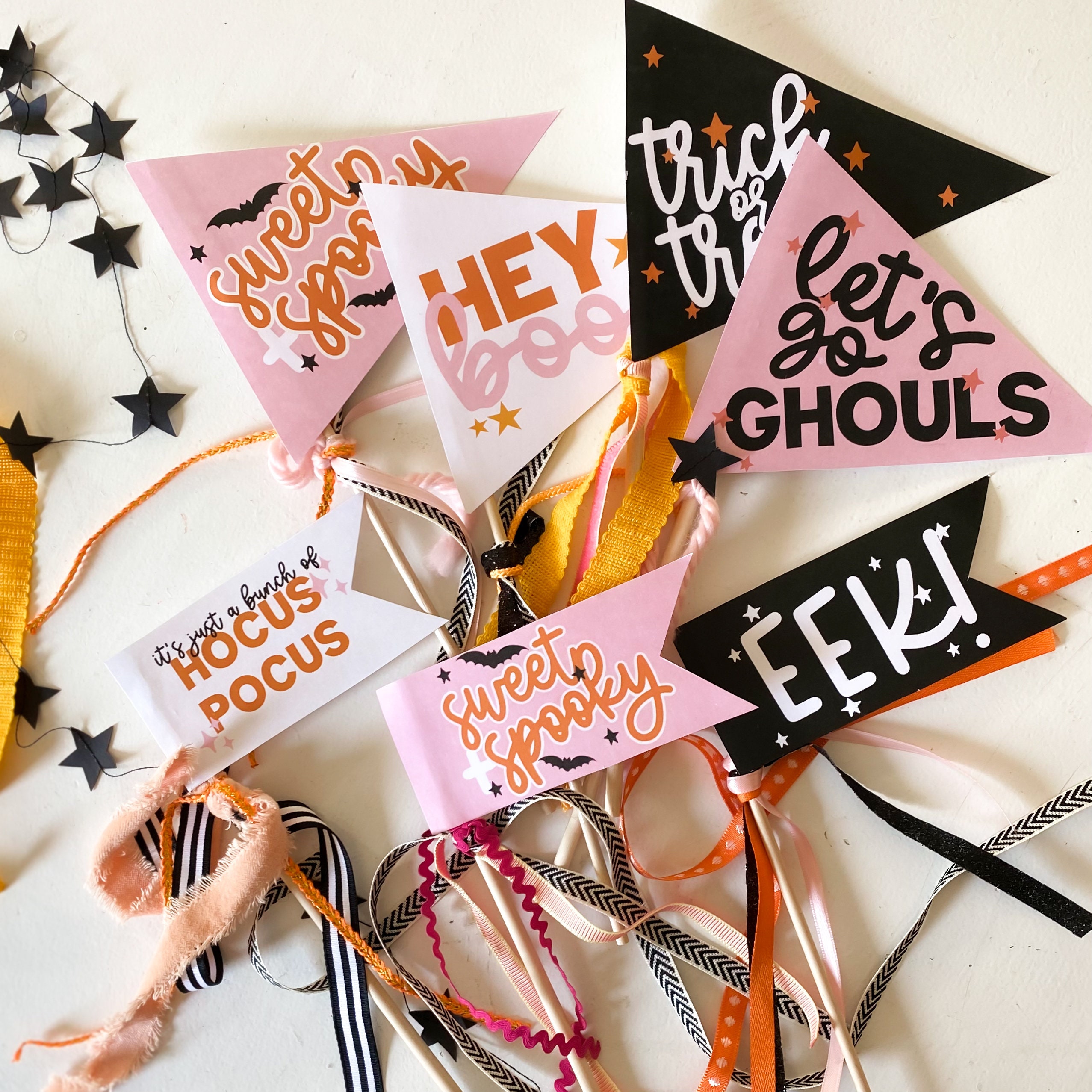 Printable Halloween Pennant Flags BUNDLE | Kids Boo Basket Flag | Halloween Trick or Treat Prints