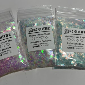 Solvent Resistant MICKEY MOUSE Shape Glitter Iridescent series Tumbler Resin Nail Art Face Craft / US Seller