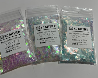 Solvent Resistant MICKEY MOUSE Shape Glitter Iridescent series Tumbler Resin Nail Art Face Craft / US Seller