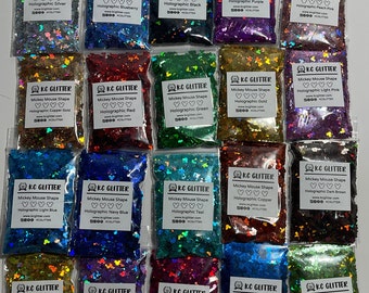 Solvent Resistant MICKEY MOUSE Shape Glitter Holographic series Tumbler Resin Epoxy Nail Art Face Craft / US Seller