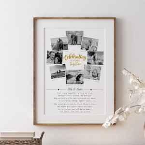 Aangepaste fotocollage 10e verjaardag, cadeau 10-jarig jubileum, 10-jarig jubileum, decor polaroid foto, blikken jubileumcadeau voor vrouw