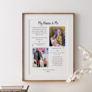 Stampa fotografica personalizzata per la nonna, regalo per la tata da parte del nipote, citazione per la nonna dai nipoti, decorazione da parete per il compleanno della nonna con cornice, regalo per la festa della mamma