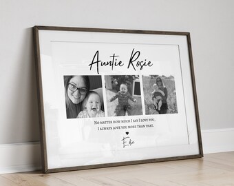 Custom Auntie Photo Gift Print, Personalised Aunt Present from Niece Nephew, Aunty Birthday, Wall Art to Aunt Auntie, Mum Sister Christmas