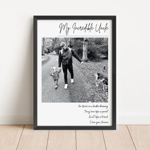 Personalised Uncle Gift for Him, Photo Family Print, Unique Gift for Uncle, Personalised  Birthday Gift for Brother, Uncle Quote, Best Uncle