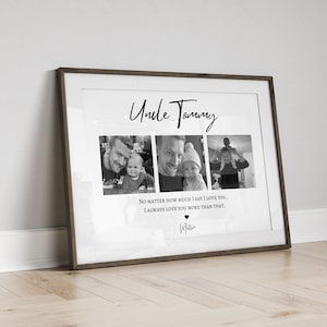 Stampa regalo con foto dello zio, compleanno personalizzato dello zio da parte di nipote/nipote, foto da parete dello zio, poster del nuovo zio, cornice regalo per collage di foto