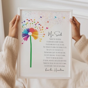 Regalo personalizado para director/a de escuela, lámina personalizada de agradecimiento para docentes, regalo de fin de curso para docentes, arte mural personalizable para docentes, regalo de fin de trimestre