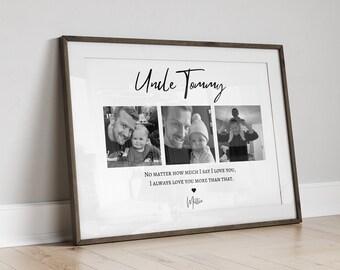 Custom Uncle Photo Gift Print, Personalised Uncle Birthday Wall Art Niece Nephew, Uncle Photo Wall Art, New Uncle Poster, Fathers Day Gift