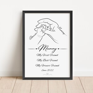 Presente personalizado para mãe, presente emoldurado para o dia das mães, impressão para nova mamãe, decoração minimalista com linhas, impressão de aniversário para mãe, recém-nascido para mãe
