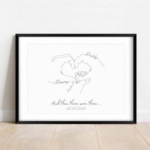 Personalised Family Hands Gift, New Baby Gift Print, Mummy Birthday, Unique Gift for New Parents, Baby Shower Print, Newborn Gift Keepsake