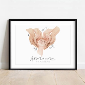 Regalo personalizzato "Mani di famiglia", stampa regalo con ritratto di famiglia, stampa di coppia per bambini, decorazione murale per neo-genitori, baby shower, regalo per la festa del papà