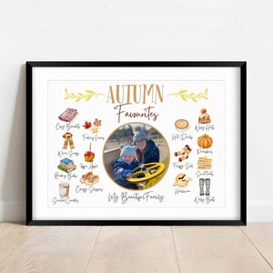 Impression photo de cadeau d'automne, coups de coeur de l'automne, impression de cadeau de famille, affiche personnalisée d'automne, décoration automnale, art mural saisonnier, art de l'aquarelle