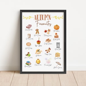 Impression photo de cadeau d'automne, coups de coeur de l'automne, impression de cadeau de famille, affiche personnalisée d'automne, décoration automnale, art mural saisonnier, art de l'aquarelle