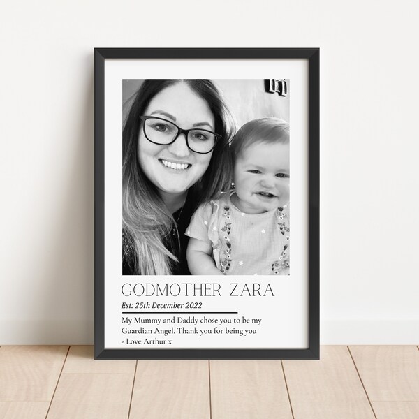 Personalised Godmother Print, Gift from Godson Goddaughter, Godmother Birthday Gift, Custom Gift Godmother, Mothers Day, Godparents Proposal