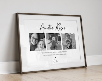 Custom Auntie Photo Gift Print, Personalised Aunt Present from Niece Nephew, Aunty Birthday, Wall Art to Aunt Auntie, Mum Sister Christmas