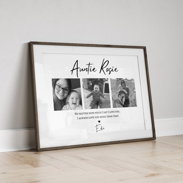 Custom Auntie Photo Gift Print, Personalised Aunt Present from Niece Nephew, Aunty Birthday, Wall Art to Aunt Auntie, Mum Sister Christmas