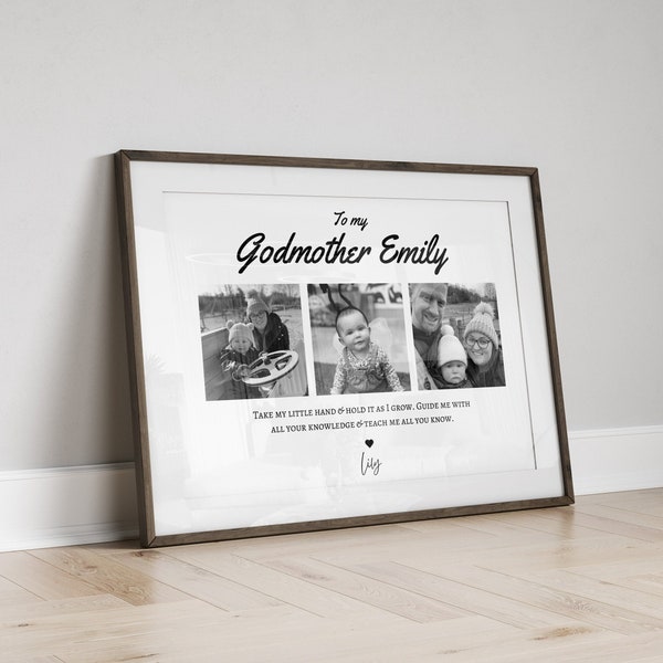 Custom Godmother Photo Gift Print, Personalised Godmother Birthday Gift from Godchild, Godparents Wall Art, Godmother Proposal from Godson