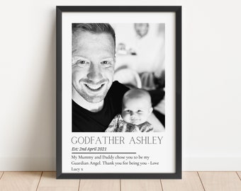 Personalised Godfather Print, Fathers Day, Gift Godson Goddaughter, Godfather Birthday, Custom Gift Godfather, Godparents Proposal, Uncle