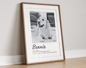 Pet Custom Memorial Print, Dog Memorial, Pet remembrance gift, Pet Loss Sympathy Present, Dog Memorial Keepsake, Dog Photo Memory Gift