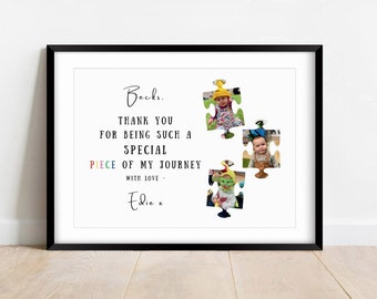 Personalised Thank You Gift for Nursery Teacher, Puzzle Photo Print Leaving Keepsake