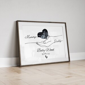 Minimalistischer Schwangerschaftsankündigungsdruck, Line Art Baby Scan Poster, erste Schwangerschaft zeigen, Baby Scan Fotoandenken, Baby offenbaren Geschenkdruck