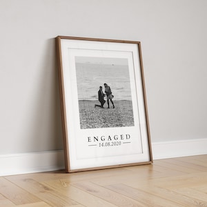Custom Engagement Photo Gift, Engaged Gift Couple, Personalised Photo Print for Fiance, Husband Wife to Be, Just Engaged Gift, Anniversary