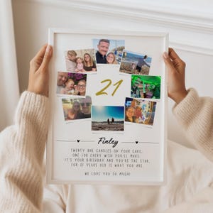 Personalised 21st Birthday Photo Collage Print: Polaroid Style Wall Art