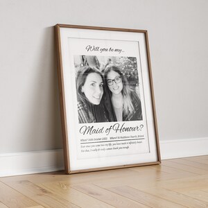 Proposta di matrimonio personalizzata, stampa "Sii la mia damigella d'onore", festa di nozze, foto della migliore amica, regalo per la festa nuziale, richiesta di stampa per la festa di nozze