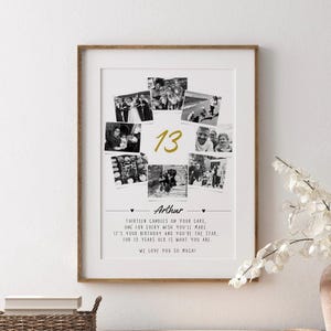 Personalisierte 13. Geburtstag Foto-Collage, Sohn Tochter 13. Geburtstag Party Geschenk, 13. Geburtstag Wandkunst, Polaroid Foto-Dekor, Dreizehn Geschenk