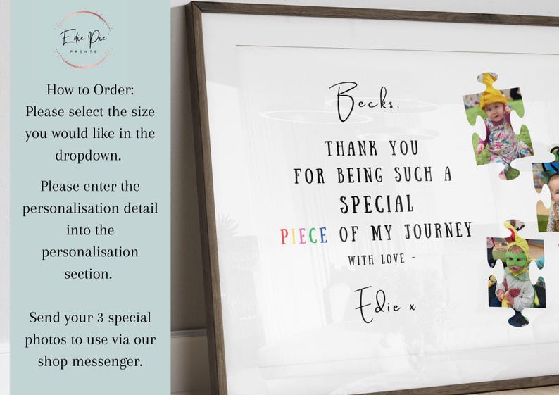 Personalised Puzzle Photo Print, Nursery Teacher Thank You Gift, Leaving Gift image 10