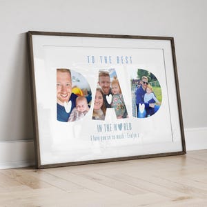 Impresión de letras con foto personalizada para papá, regalo de cumpleaños personalizado para papá de hijo o hija, regalo para papá nuevo, regalo del Día del Padre para nuevo papá