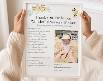 Personalisierte Kindergarten Lehrerin Gedicht Druck, Foto-Andenken, Ende des Schuljahres Geschenk