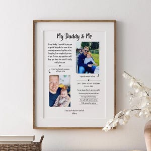 Impressão personalizada para o papai, presente com foto de família, presente de aniversário para o pai, presente para o dia dos pais, presente de aniversário personalizado de filho para filha, presente especial