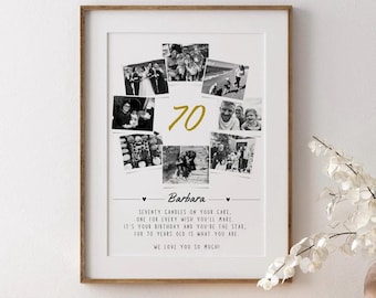Personalised 70th Birthday Photo Collage Print: Gift for Milestone Celebration