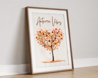 Autumn Vibes Aquarell Baum Print: Saisonales Wohnaccessoire (PDF)